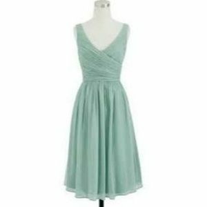 J. Crew Dusty Green Heidi Chiffon Dress Size 12